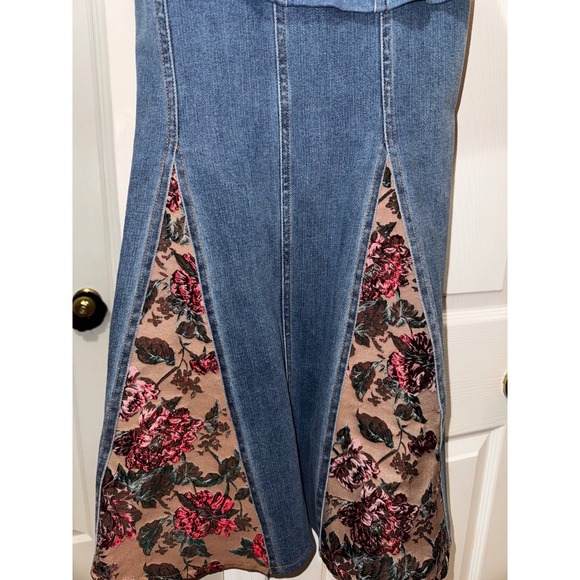 Majorelle Women's Denim Floral Maxi Skirt Unique Mermaid Style Size L - Picture 7 of 9